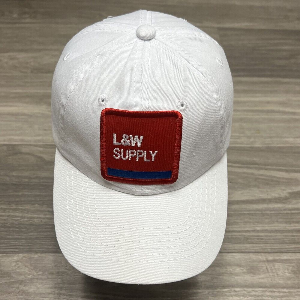 L&M Supply Construction Hat Performance Patch Trucker Farm Cap Red Minimal